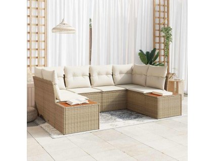 Sada zahradních pohovek 6 pcs béžová a krémová Poly ratan 3356826