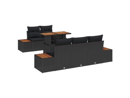 Sada zahradních pohovek s úložištěm 6 pcs Černá Poly ratan 3358762