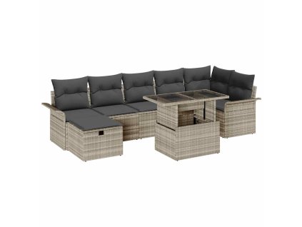 Sada zahradních pohovek 8 pcs Světle šedá Poly ratan 3359689