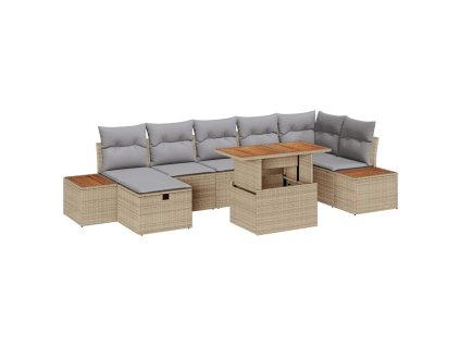 Sada zahradních pohovek s polštářem 8 pcs Béžová Poly ratan 3360085