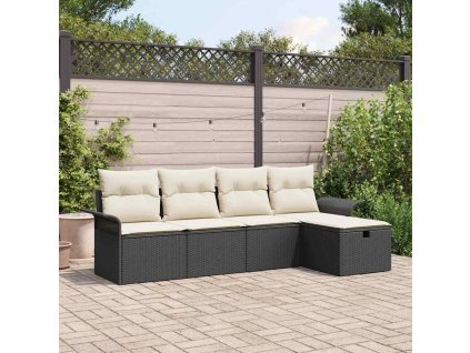 Sada zahradních pohovek s polštářem 5 pcs Černá Poly ratan 3360188