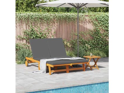 Slunečník 2-osoba Hnědá 125 x 200 x 84cm Masivní akáciové dřevo 3325189