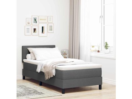 Postel boxspring s matrací s čelo Tmavě šedá 90 x 200 cm textil 3338658