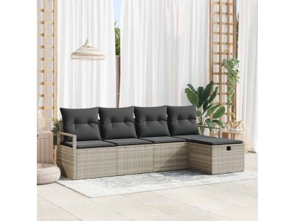 Sada zahradních pohovek 5 pcs Světle šedá Poly ratan 3360493