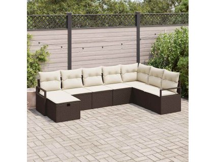 Sada zahradních pohovek 8 pcs Hnědá Poly ratan 3360559