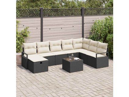 Sada zahradních pohovek 9 pcs Černá Poly ratan 3360568