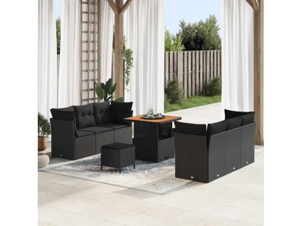 Sada zahradních pohovek 9 pcs Černá polyratan 3361434