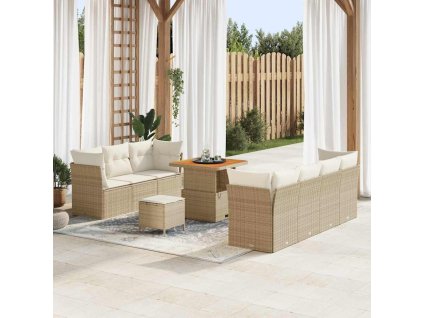 Sada zahradních pohovek 10 pcs Béžová polyratan 3361446