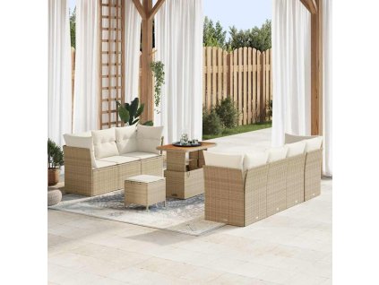 Sada zahradních pohovek 10 pcs Béžová polyratan 3361451