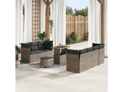 Sada zahradních pohovek 10 pcs Šedá polyratan 3361453