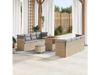 Sada zahradních pohovek 11 pcs Béžová polyratan 3361457