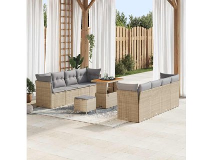 Sada zahradních pohovek 11 pcs Béžová polyratan 3361462
