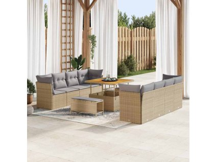 Sada zahradních pohovek 11 pcs Béžová polyratan 3361467