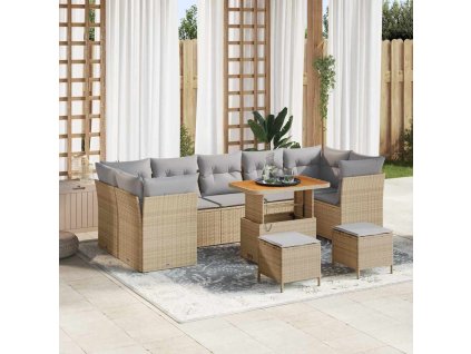 Sada zahradních pohovek 10 pcs Béžová polyratan 3361472