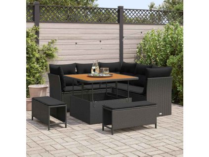 Sada zahradních pohovek 8 pcs Černá polyratan 3361474