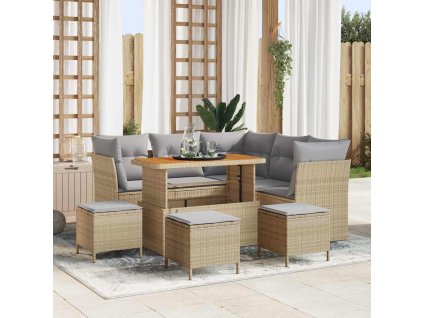 Sada zahradních pohovek 9 pcs Béžová polyratan 3361492