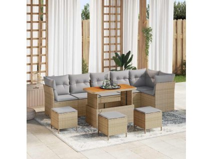 Sada zahradních pohovek 10 pcs Béžová polyratan 3361512