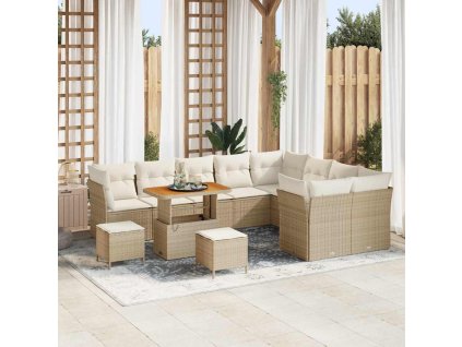 Sada zahradních pohovek 12 pcs Béžová polyratan 3361526