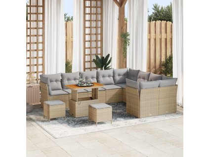 Sada zahradních pohovek 12 pcs Béžová polyratan 3361527