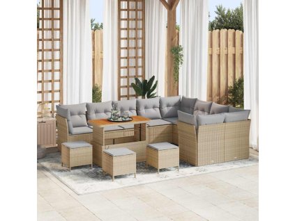 Sada zahradních pohovek 13 pcs Béžová polyratan 3361532