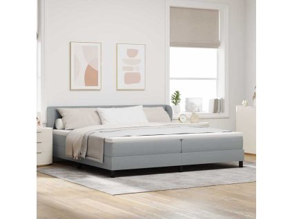 Postel boxspring s matrací Světle šedá 200 x 200 cm textil 3340045