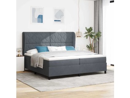 Postel s boxspringem s matrací Tmavě šedá 200 x 200 cm samet 3341001