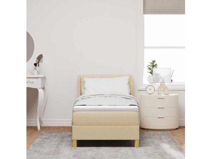 Postel s pružinami s matrací s čelo Krémová 80 x 200 cm textil 3341326
