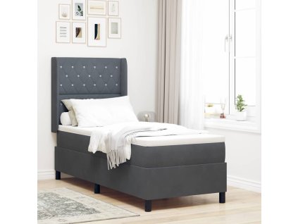 Postel s boxspringem s čelo Tmavě šedá 80 x 200 cm samet 3341925