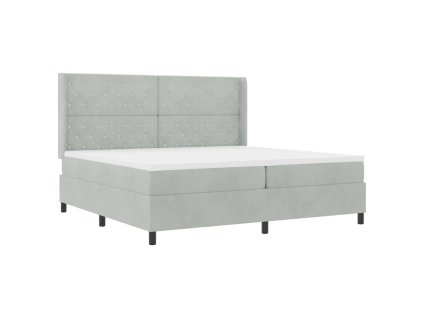 Postel s boxspringem s čelo Světle šedá 200 x 200 cm samet 3341972