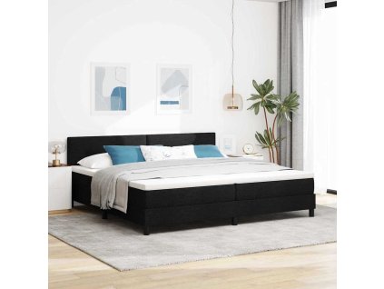 Postel s boxspringem s matrací s čelo Černá 200 x 200 cm textil 3342235