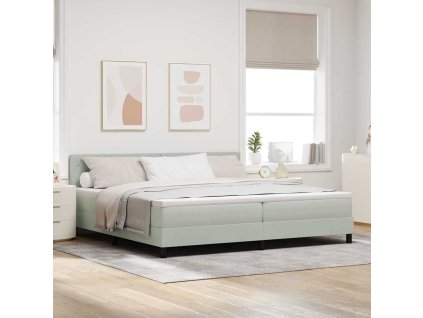 LED box pružinová postel s čelo Světle šedá 200 x 200 cm samet 3342608