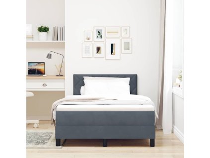 LED box pružinová postel s čelo Tmavě šedá 120 x 190 cm samet 3342705