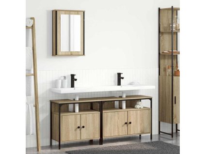 Sada koupelnového nábytku s policí 3 pcs Hnědá Kompozitní dřevo 3345143