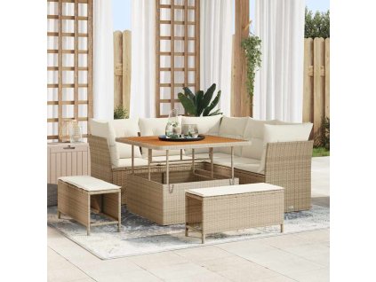 Sada zahradních pohovek 8 pcs Béžová polyratan 3361476