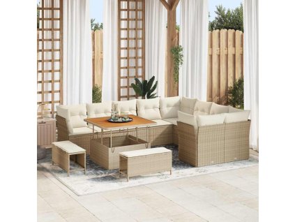 Sada zahradních pohovek 12 pcs Béžová polyratan 3361516