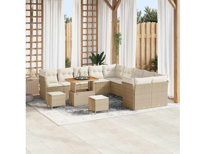 Sada zahradních pohovek 13 pcs Béžová polyratan 3361546