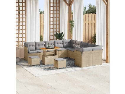 Sada zahradních pohovek 13 pcs Béžová polyratan 3361547