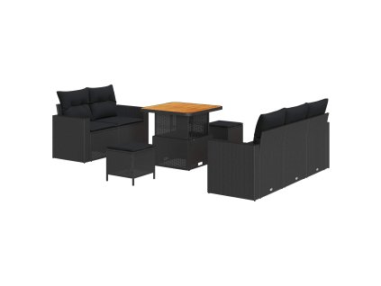 Sada zahradních pohovek s polštářem 8 pcs Černá polyratan 3361554