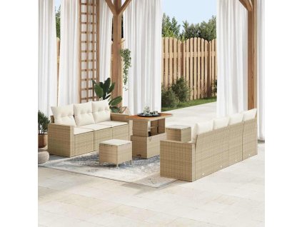 Sada zahradních pohovek 10 pcs Béžová polyratan 3361581
