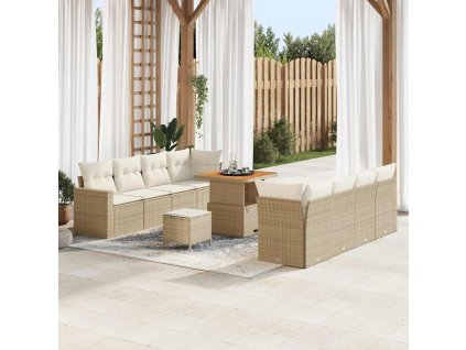 Sada zahradních pohovek 11 pcs Béžová polyratan 3361586