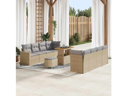 Sada zahradních pohovek 11 pcs Béžová polyratan 3361592