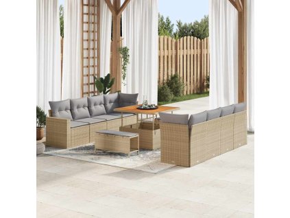 Sada zahradních pohovek 11 pcs Béžová polyratan 3361597