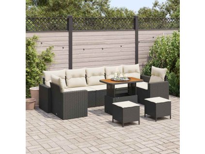 Sada zahradních pohovek 10 pcs Černá polyratan 3361600