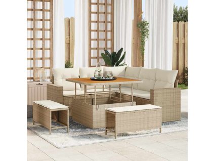 Sada zahradních pohovek 8 pcs Béžová polyratan 3361606