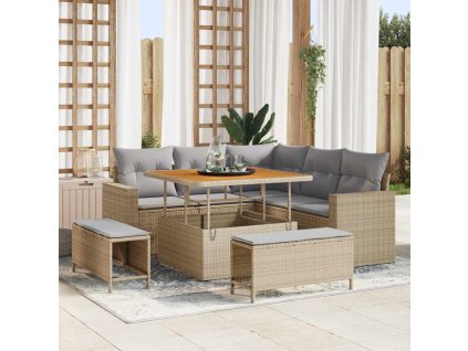 Sada zahradních pohovek 8 pcs Béžová polyratan 3361607