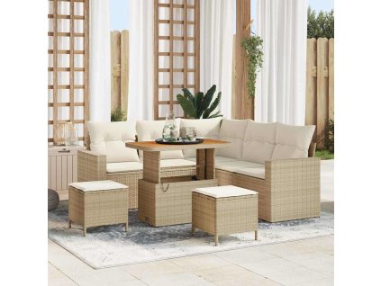 Sada zahradních pohovek 8 pcs Béžová polyratan 3361616