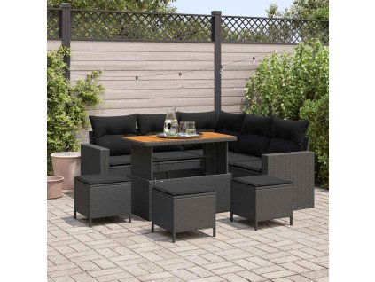 Sada zahradních pohovek 9 pcs Černá polyratan 3361619