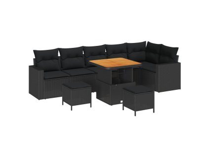 Sada zahradních pohovek 9 pcs Černá polyratan 3361629