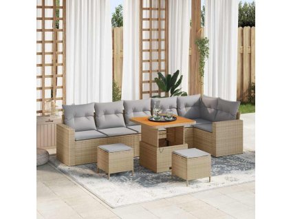 Sada zahradních pohovek 9 pcs Béžová polyratan 3361632