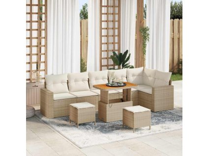 Sada zahradních pohovek 9 pcs Béžová polyratan 3361636